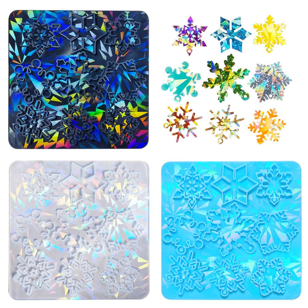 Rainbow Effects Snowflake Pendants Silicone Mold Holographic Christmas Decoration Snowflake Charm Resin Molds DIY Craft
