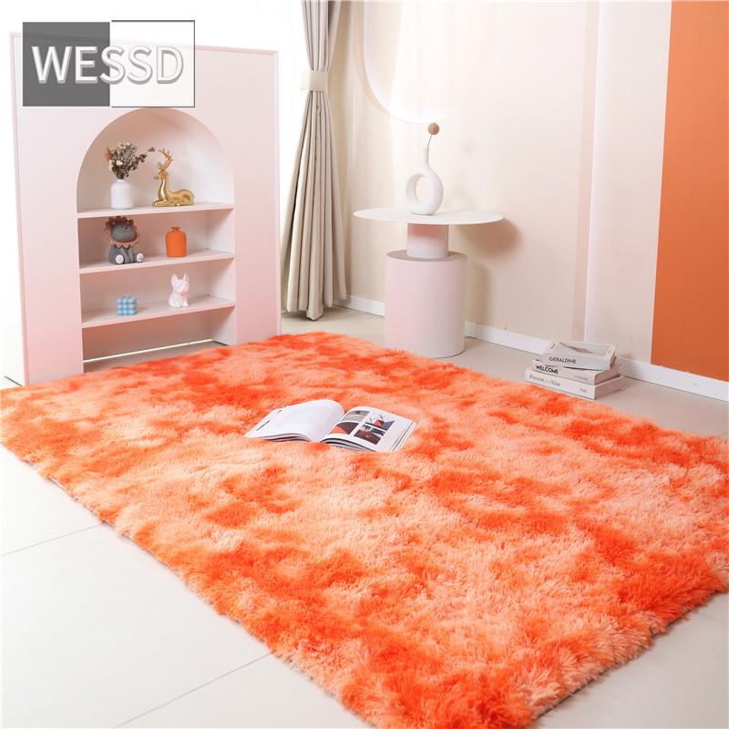 Радужный пушистый ковер для комнаты девочки, милый кавайный декор, красочный плюшевый ковер для гостиной, градиентный напольный коврик для спальни