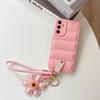 Чехол-подвеска Ins с подсолнухом для Samsung Galaxy S25 S24 Ultra S23 S22 Plus A55 A56 A16 A54 A35 A15 с ремешком на запястье