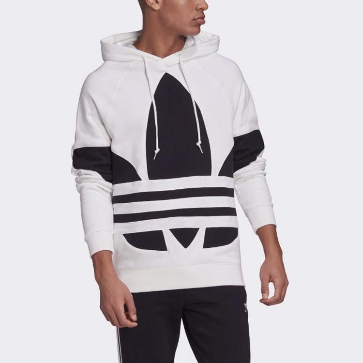 Adidas Оригинальная однотонная толстовка с трилистником и большим логотипом на шнурке, мужская толстовка с заниженными плечами, белая FM9909