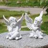 Set Of 2 Cherubs Angels Resin Garden Statue Figurine, Indoor Outdoor Home Garden Decoration, Adorable Angel Sculpture Memorial Statue 4