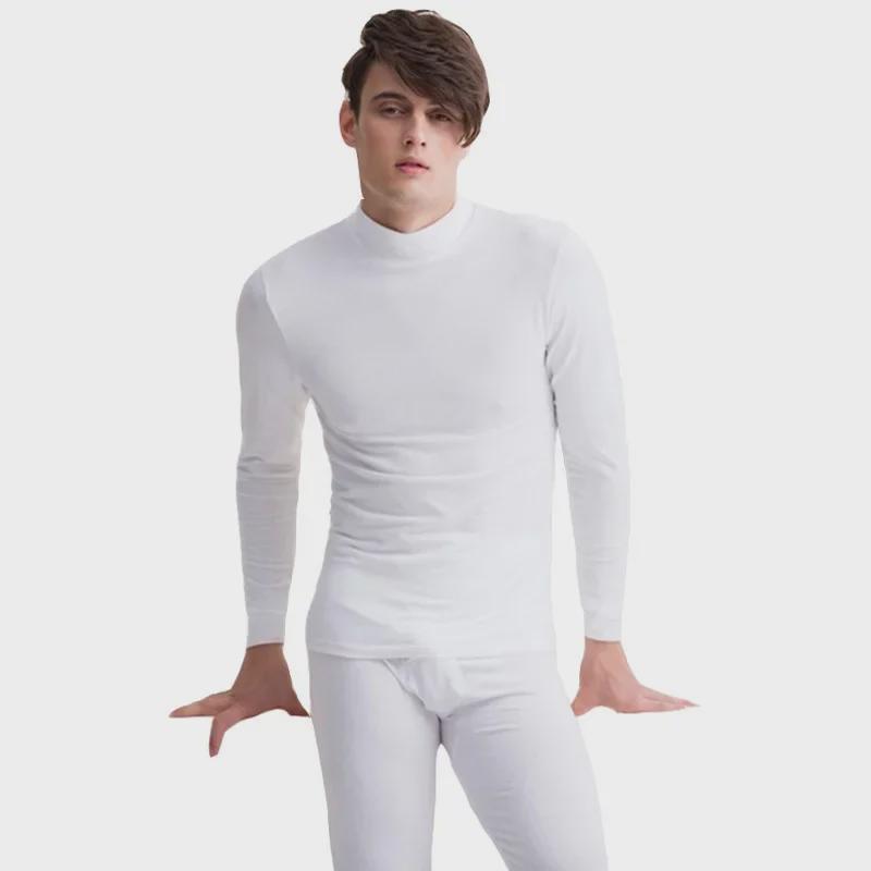 Men's Medium Turtleneck Thermal Underwear Set with Velvet, Autumn/Winter Dad Suit