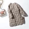 Женская куртка свободного покроя с воротником-стойкой, длиной до колена, с узором в ромбовидную клетку, свободного покроя, на осень и зиму