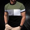 Summer Round Neck Striped Contrasting 3D Print Top Fashionable Casual Simple Short Sleeved Men's T-shirts