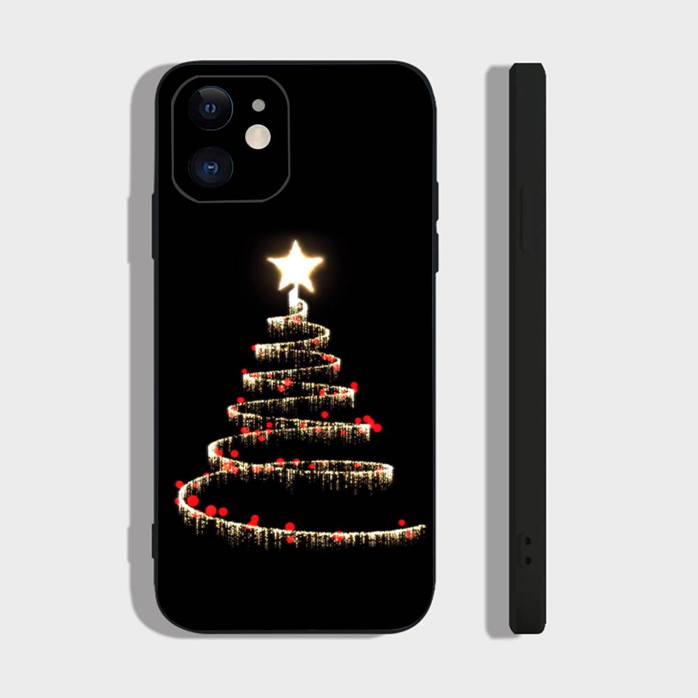Merry Christmas Tree Phone Case For IPhone 17 Air 16 15 14 13 Pro Max 11 12 Black Silicone Cover