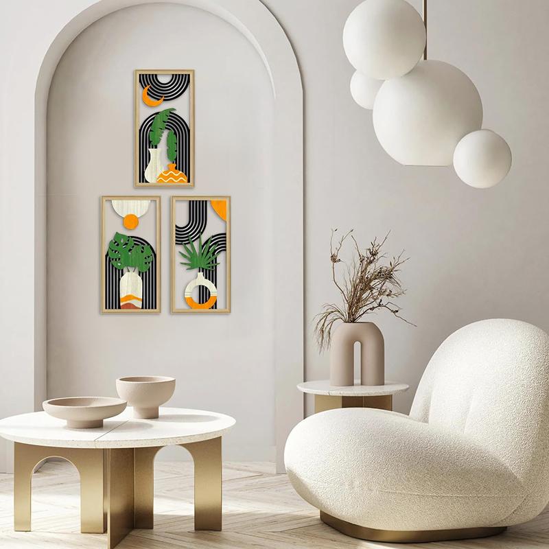 Дизайн 1 шт./3 шт. с вазами, настенное украшение для спальни, полая поделка в стиле фермерского дома, гостиная, искусственное дерево, бохо