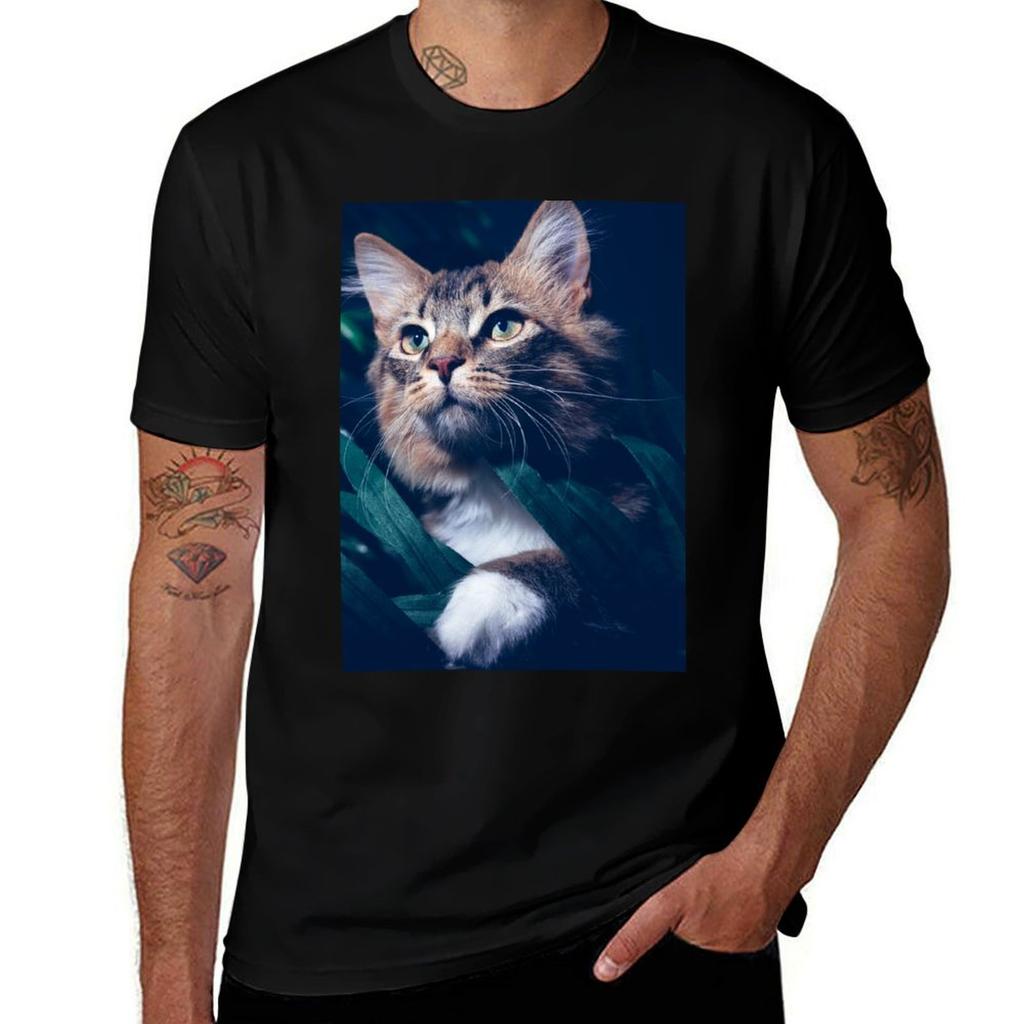Jungle Warrior Cat deep thoughts TShirt Basic All Season Solid TShirt