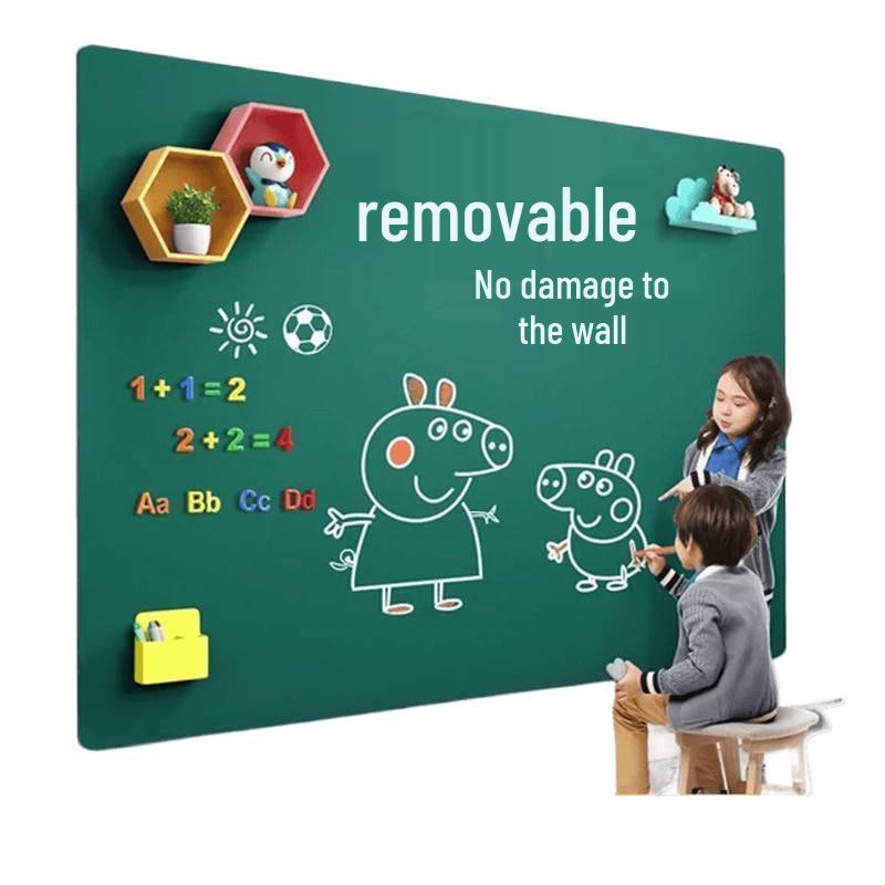 Стираемая детская меловая доска - Настенная наклейка, Самоклеящаяся, Съемная, Не повреждает поверхность, Для дома и обучения