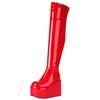 Wedge Over the Knee High Boots Women Platform 2025 Winter Red Black White Women's Long Boot Sexy Dance Nightclub Fetish Shoes