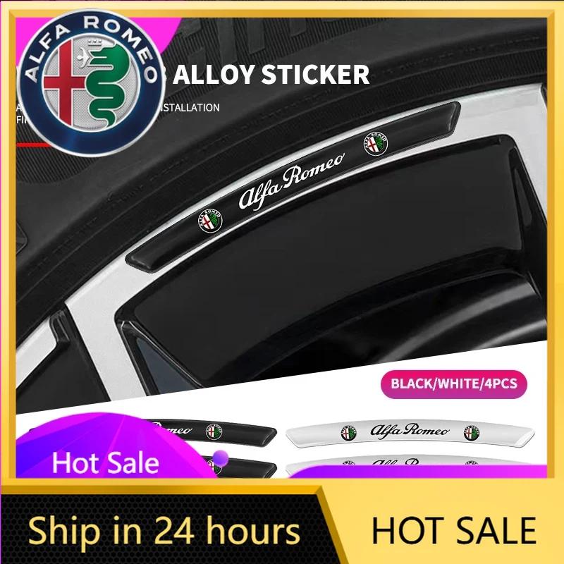 Car Stickers For Alfa Romeo Car Styling 4Pcs Aluminum Wheel Rim Sticker Decal For Alfa Romeo Giulia Stelvio Giulietta 156 159 14