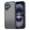For iPhone 16 Case Drop Proof Airbags Frosted Translucent PC + TPU Phone Back Cover - Black