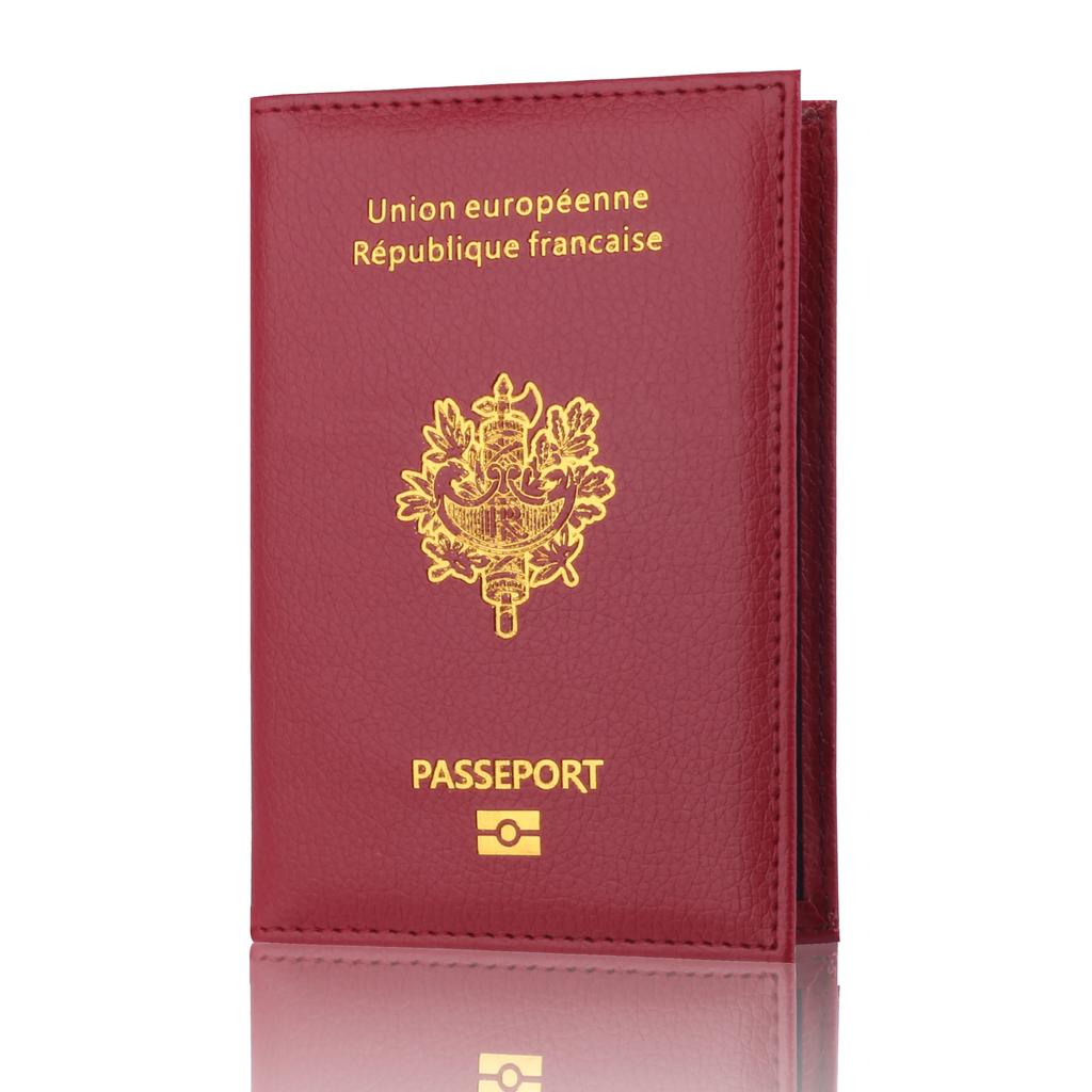 High Quality Pu Passport Protective Cover Bank Card Holder Travel Document Fashion Men and Women French Passport Cover Wallet