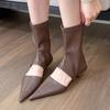 2024 Autumn Fashion New Sexy Banquet Wear Comfortable All-inclusive Solid Color Pointed Sandals Low Heels Women Boots