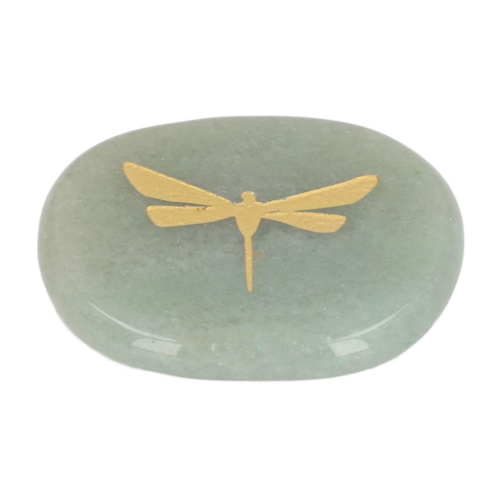 Thumb Worry Stone Nature Crystal Gold Dragonfly Surface Carving Relaxing and Soothing Balance Stone Type 2