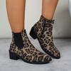 Женские леопардовые ботинки Chelsea Snow Ankle Boots Brand High Heels Shoes Winter 2025 Trend Goth Party Casual Cozy Chunky Botas Mujer