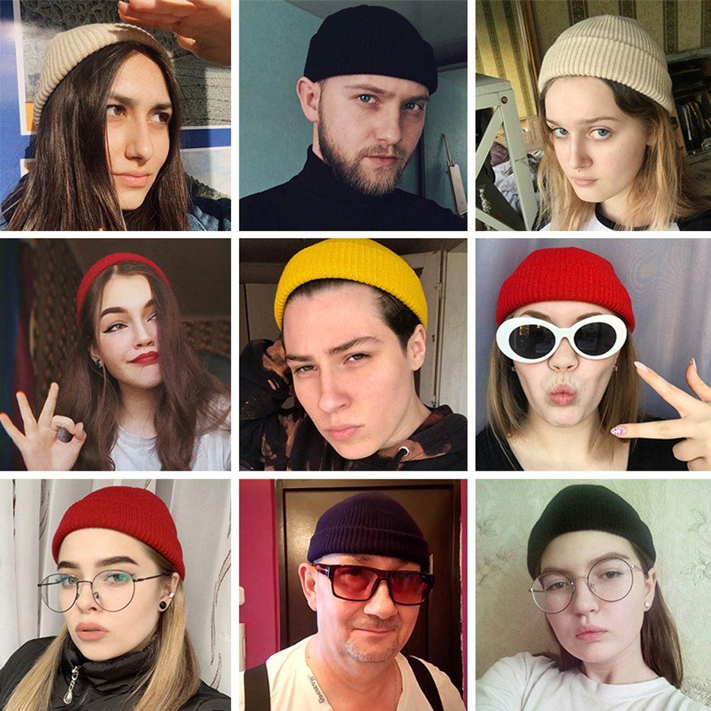 Bonnet  Hat Solid Color Women Skullcap Knitted Brimless Hat Korean Style Beanie Hats Men Docker Cap