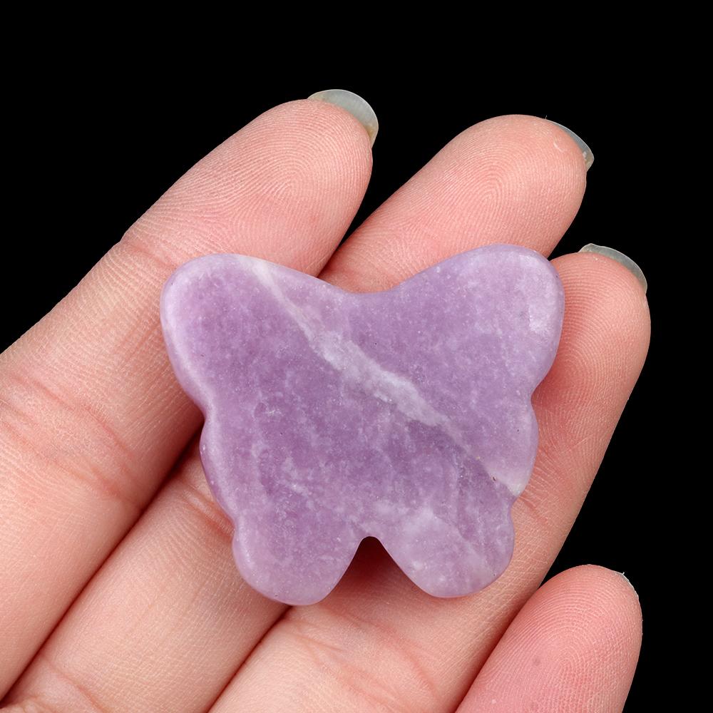 1Pc Reiki Healing Crystal Carved Butterfly Ornament Decoration,Natural Stone Gemstone Energy Generator for Home Decor Jewelry Gifts 32-35x26-30 Mm