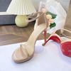 Black word with sandals women's summer new celebrity sexy temperament thin heel waterproof table red sole high heels