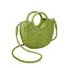 Handwoven Straw Rattan Half-Moon Bag - Women’s Large Capacity Hollow Out Crossbody Beach Shoulder Bag with Half-Round Design