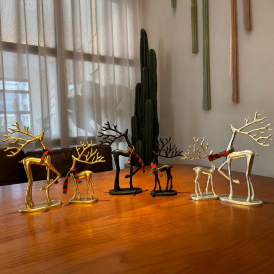 1/2 шт. Рождественская статуэтка оленя с шарфом, минималистичная фигурка силуэта лося, скульптура оленя, украшение для дома, офиса, рабочего стола