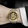 WLISTH Мужские часы с тисненым золотым драконом, водонепроницаемые, инкрустированные бриллиантами, мужские, модные, для среднего и пожилого возраста, часы