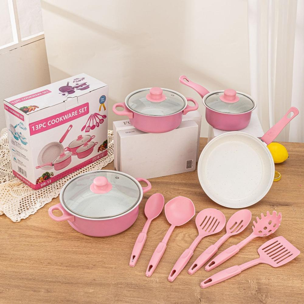 13 шт. Многофункциональный набор посуды Кухонная утварь Сковорода Прочный вок Кастрюля для супа Индукционная плита