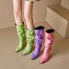 Women's High-heeled Boots Autumn and Winter New Candy-colored Pointed Stiletto Large-size Medium Boots