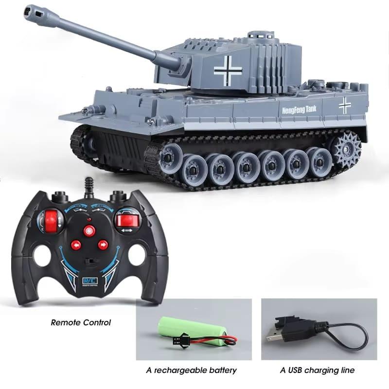New Rc Tank Four-Way Armored Vehicle Tracked Tank Model Military Truck Simulation Sound Tiger Toy Boy Children Gift Rechargeable Kids Toy