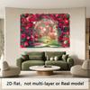 2D planar romantic rose arch-shaped spring garden background Valentine's Day heart-shaped butterfly scene polyester fiber