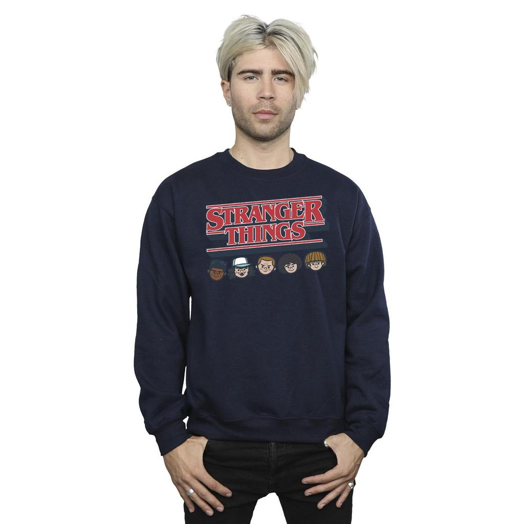 Netflix Mens Stranger Things Caricature Logo Sweatshirt