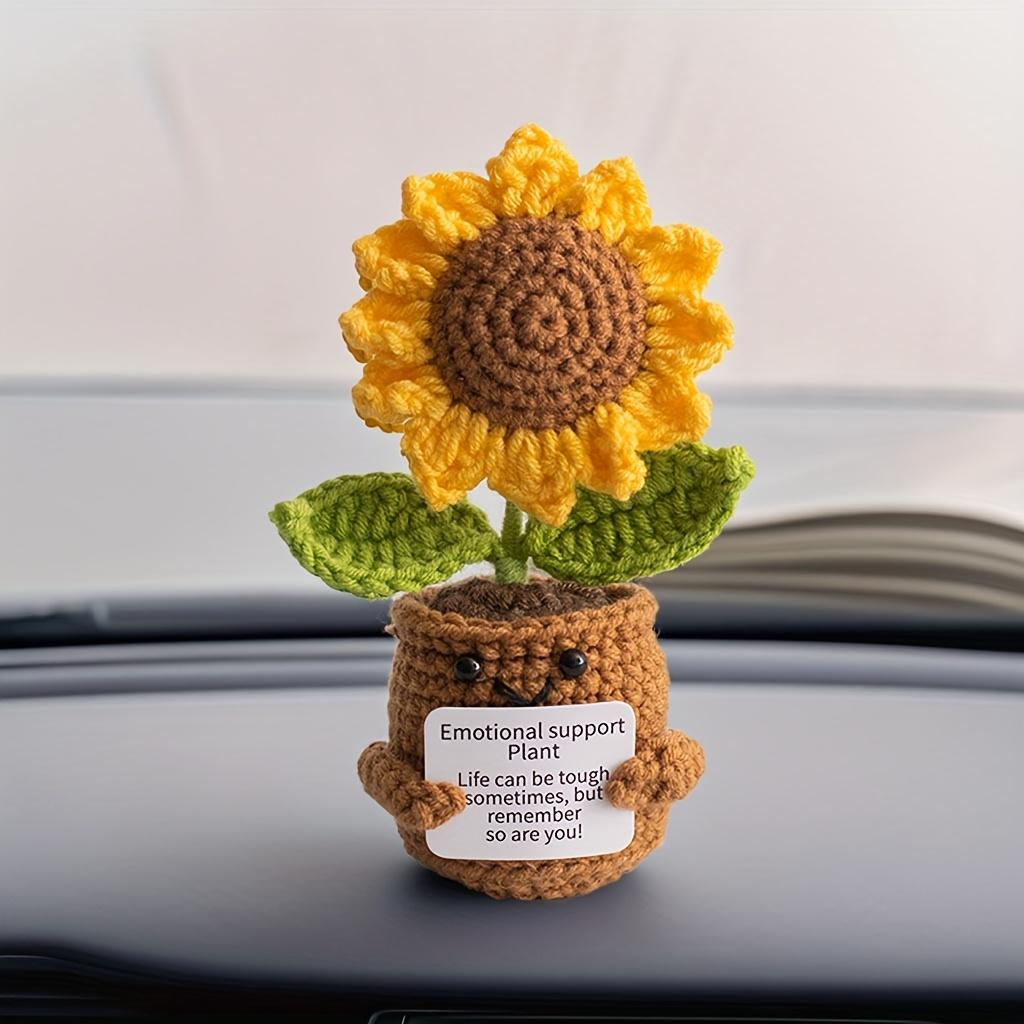 Handmade Crochet Sunflower with Rainbow Smile,for Home,Office,or Desk Decor-Perfect Mother'S Day,Valentine's,or Graduation Gift.