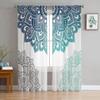 Mandala Gradient Bohemian Flower Sheer Curtains for Living Room Decoration Window Curtain Kitchen Tulle Voile Organza Drapes