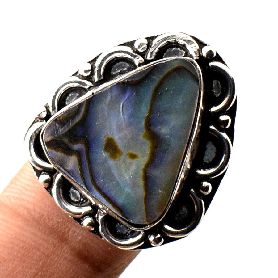 Кольцо с драгоценным камнем из ракушки абалон, ручная работа, уникальный дизайн, изящное ювелирное украшение 6,50" r3H11