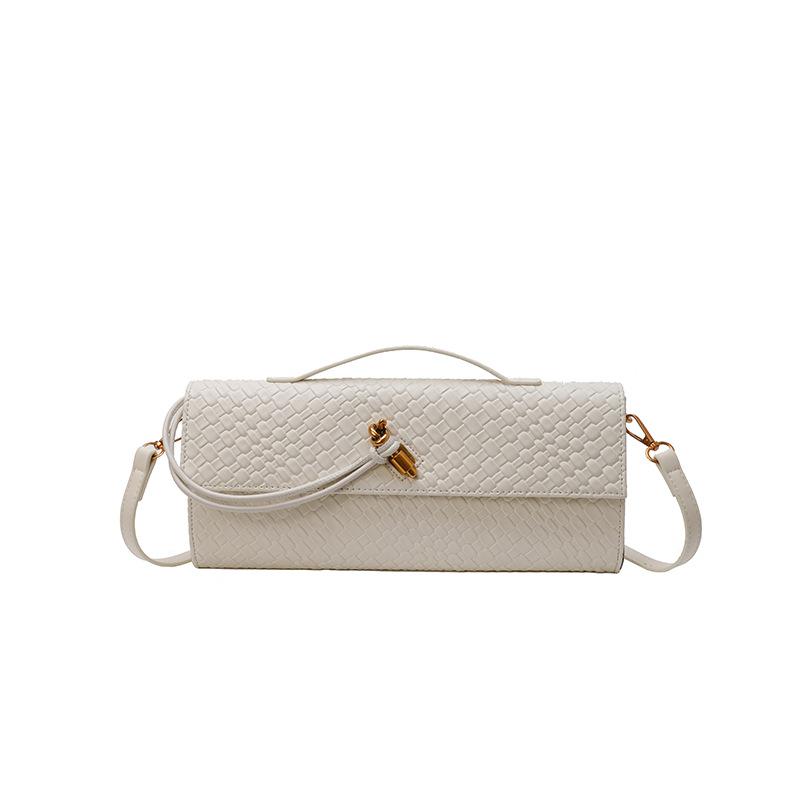 Новая плетеная вечерняя сумка, сумка-багет, сумка-орган, горизонтальная портативная на плечо, сумка-мессенджер.