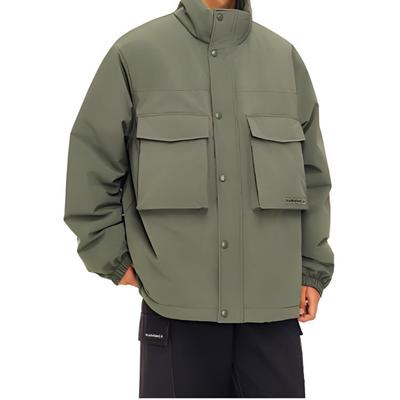 Однотонная куртка с воротником-стойкой на молнии, женская куртка темно-зеленого цвета 952448803-2