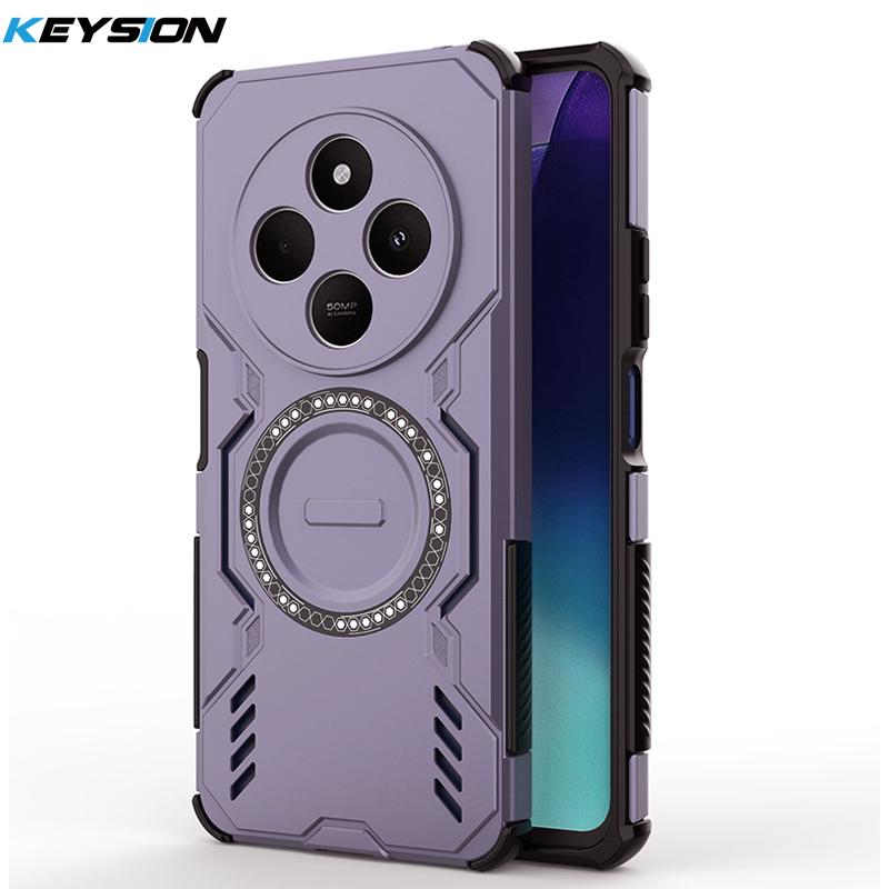 KEYSION Полый чехол для отвода тепла для Redmi 14C Мягкий силикон+ПК Магнитное охлаждение Противоударный чехол для телефона для Xiaomi POCO C75