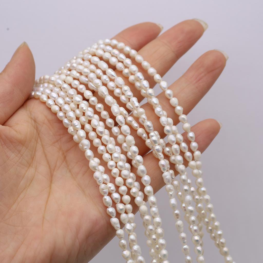 A Natural Freshwater Pearl Small Pearl Rice-Shaped Beads 3-4mm For Jewelry Making DIY Necklace Braclet Earrings Accessory