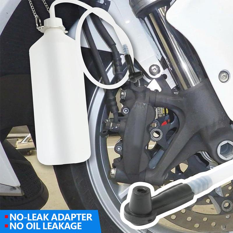 Transparent Brake Fluid Reservoir 1L Brake Bleeder Bottle with 60cm Hose & Universal Rubber Adapter Manual Brake Bleeder Device