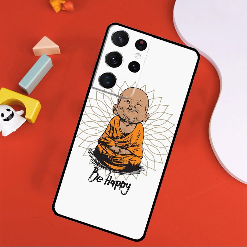 Be Happy Little Buddha Phone Case For Samsung Galaxy S25 Ultra S24 Ultra S9 S10 S20 S21 S22 S23 Plus S24 FE Cover