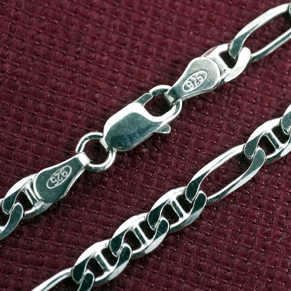 Сделано в Италии Серебряное ожерелье-цепочка NEO Figaro 925 пробы, цвет ko Ширина 4 мм Тонкий Толщина 1 мм Длина [Silver One] Мужское [Silver 45 см]