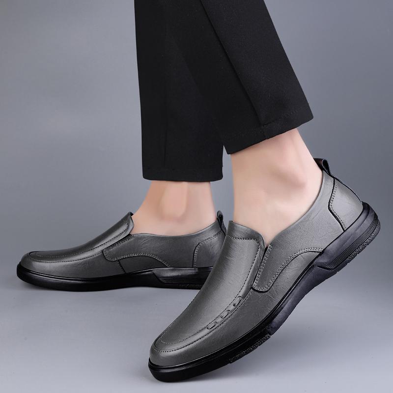 Мужские дышащие кожаные туфли серого цвета из мягкой кожи с мягкой подошвой, удобные для джентльменов, для мужчин, для деловой и официальной одежды, повседневная обувь
