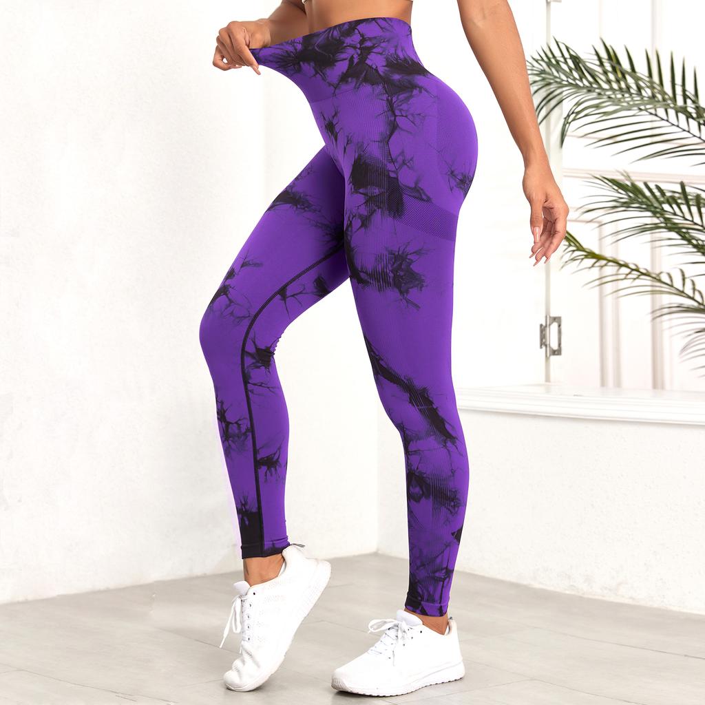 Бесшовные брюки для йоги с галстуком-краской, женские спортивные леггинсы с высокой талией, эластичные спортивные леггинсы для тренировок, узкая спортивная одежда для спортзала
