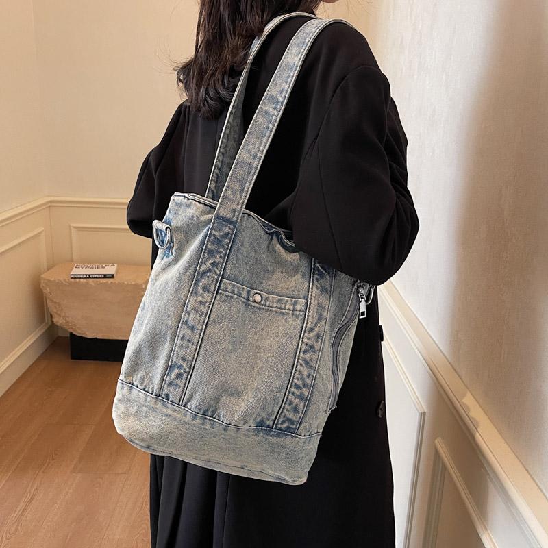 Сумка-тоут из денима, женская сумка на плечо, винтажная сумка