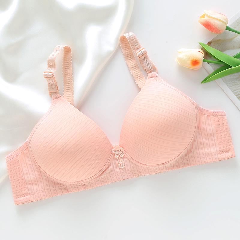 Gathering Stripe Soft Molded Cup Bra for Middle-Aged and Elderly Women