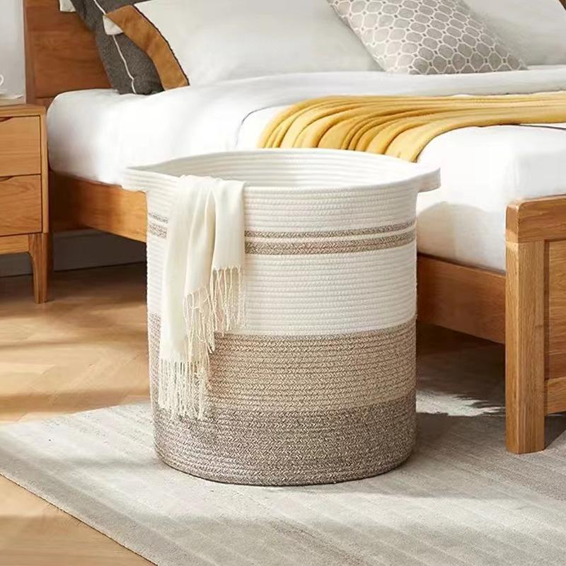1pc Laundry Basket, Storage Basket with Handles, Decorative Basket for Living Room, Woven Storage Basket for Toy Box, Pillows, Blankets, Clothes