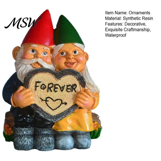 Home Decor for Living Room Windowsill Garden Gnome Couple Figurine Outdoor Decoration, Resin Sculpture Patio Yard Durable Weather Resistant