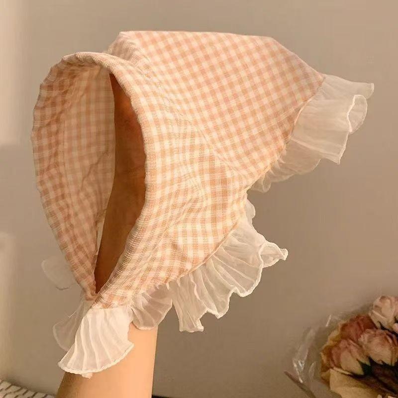 Scarf Headband French Retro Plaid Sweet And Cute Headscarf