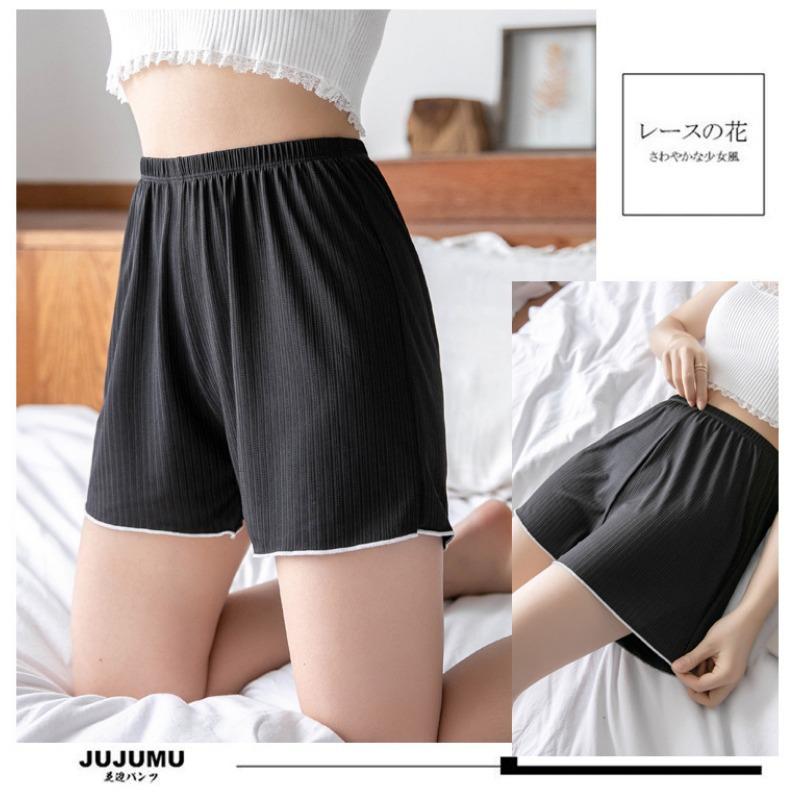 Loose Ice Silk Safety Pants Women's Large Size Anti-leakage Can Wear Thin Leggings Lace High Waist