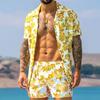 2022 Summer European & American Men's Casual Loose Short-sleeved Shirt & Shorts Beach Set