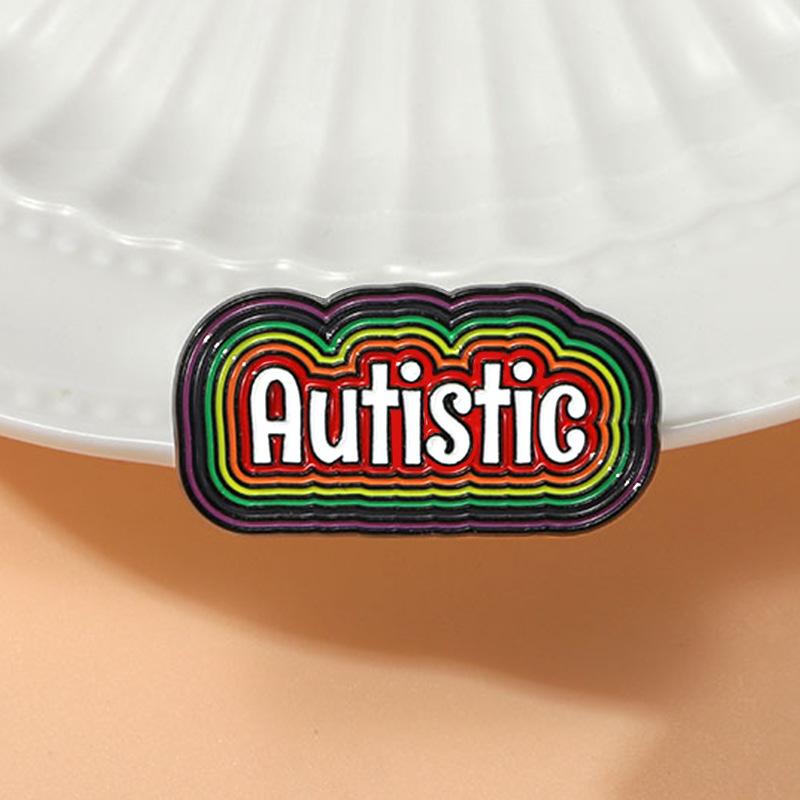 Alloy Enamel Rainbow Cartoon Letter Autistic Brooch, Anti Slip Waist Tightening Brooch, Anti Exposure Pin for Bag Clothes Decoration Badge